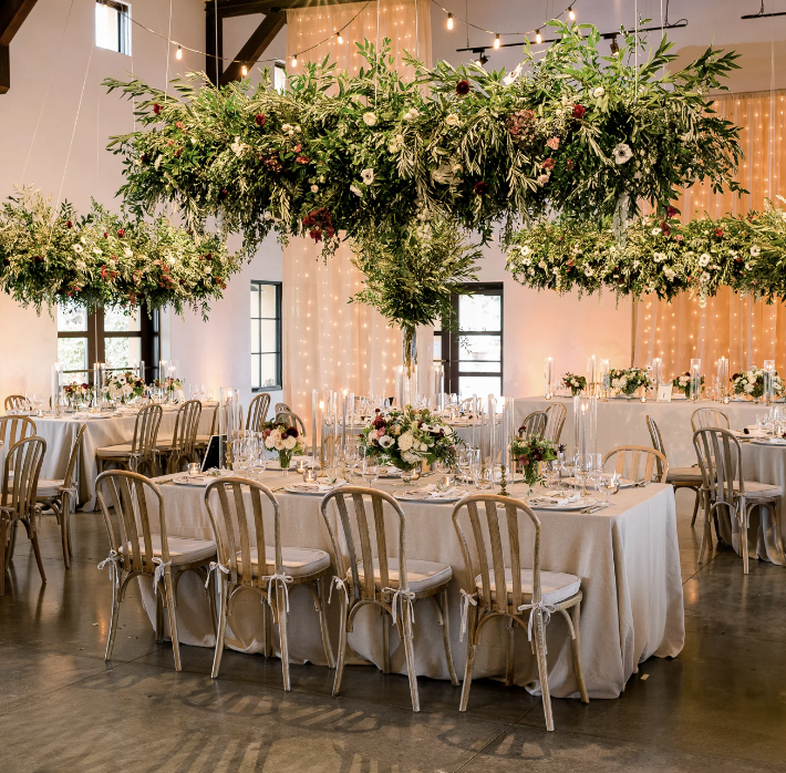 Reception inside the open air barn